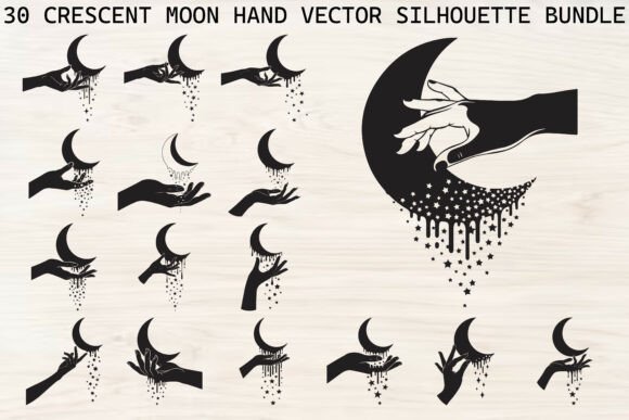 Download Crescent Moon Hand Silhouette Bundle - Crescent moon Collection