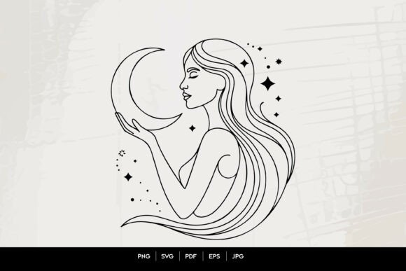 Download Mystical Woman Holding Crescent Moon - Crescent moon Collection