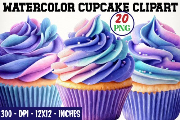 Download Watercolor Cupcake Clipart Png Bundle - Premium Resources