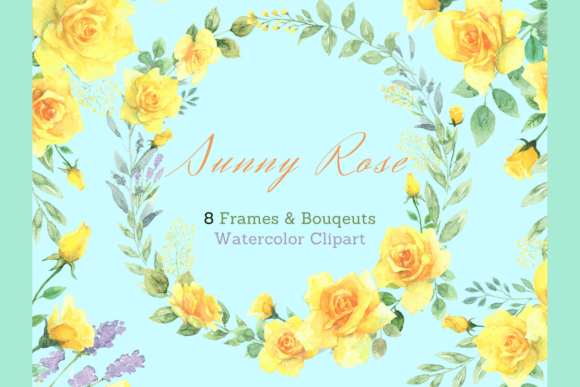Download Watercolor Yellow Rose Frame Clipart Set - Rose frame clipart Collection
