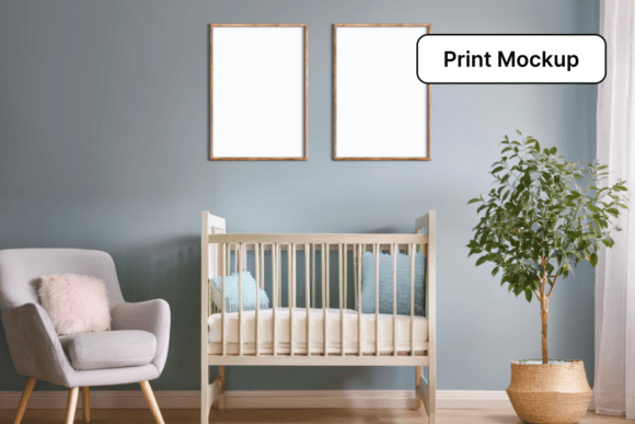 Download 2 Prints Nursery Room Mockup PSD - Room mockup Collection