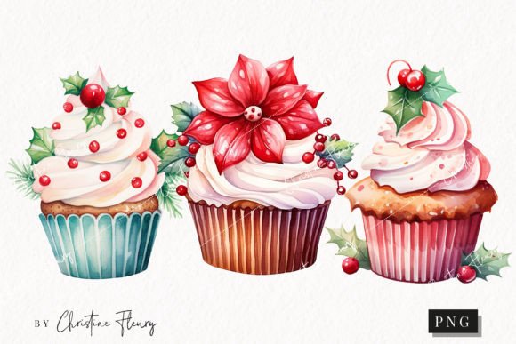Download Cute Christmas Flower Cupcake Clipart - Cupcake clipart Collection