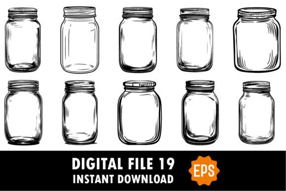 Download Empty Jar Silhouette Cut File Bundle - Premium Resources