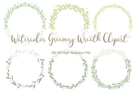 Download Watercolor Greenery Wreath Clipart - Watercolor greenery wreath Collection