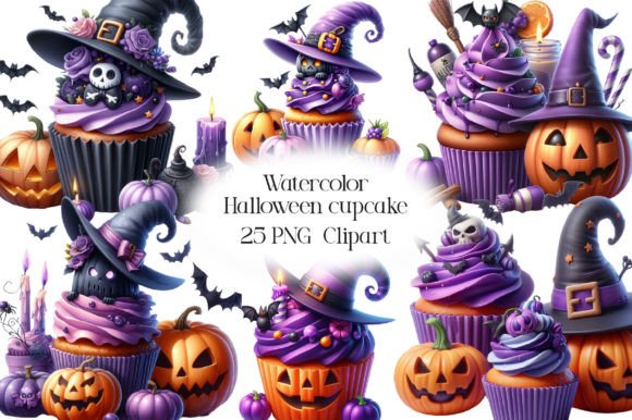 Download Watercolor Halloween Cupcake Clipart - Cupcake clipart Collection